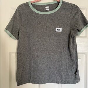 Vans Gray Tee with Light Green Trim